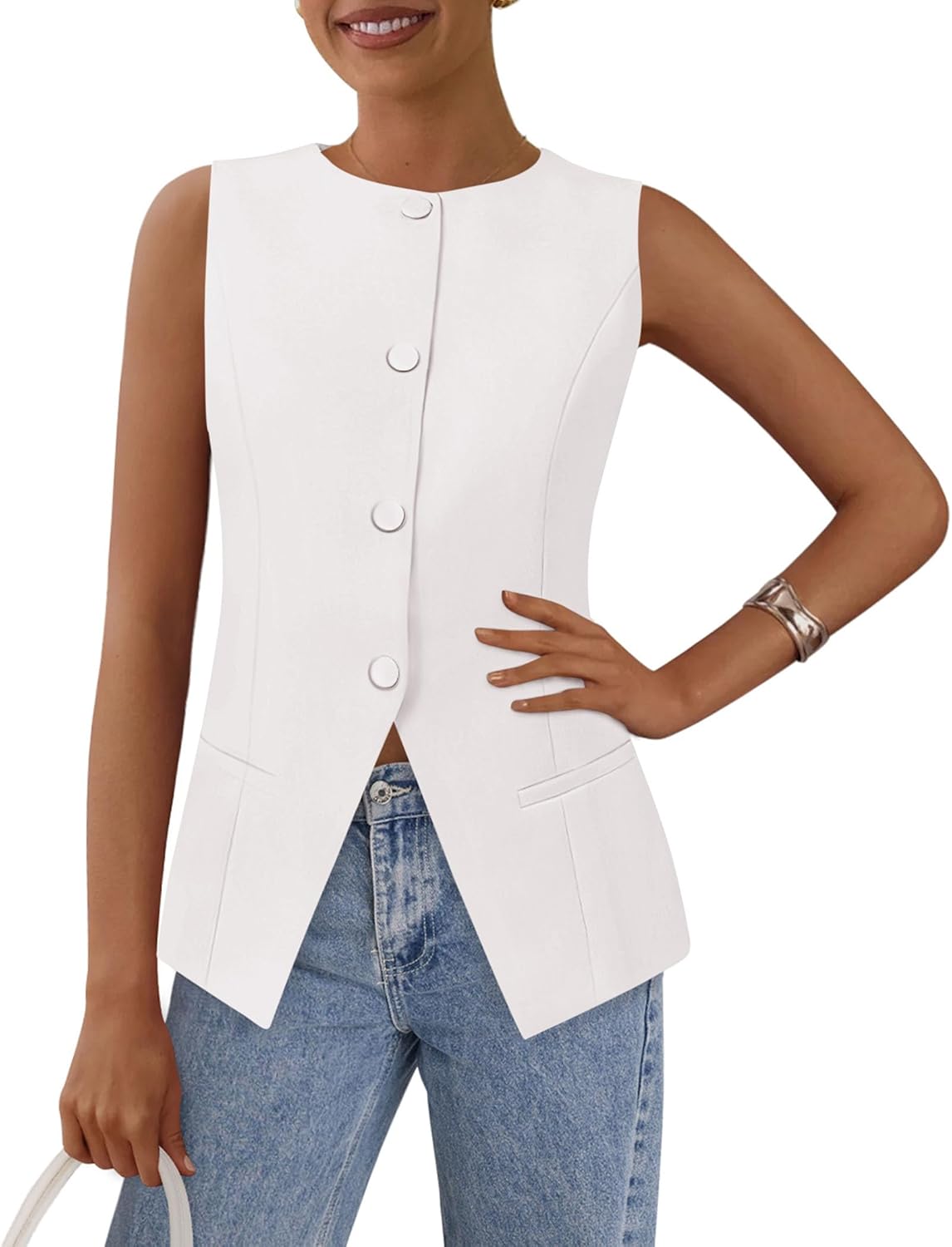 PRETTYGARDEN Women's Summer Suit Vest Tops for Business Casual