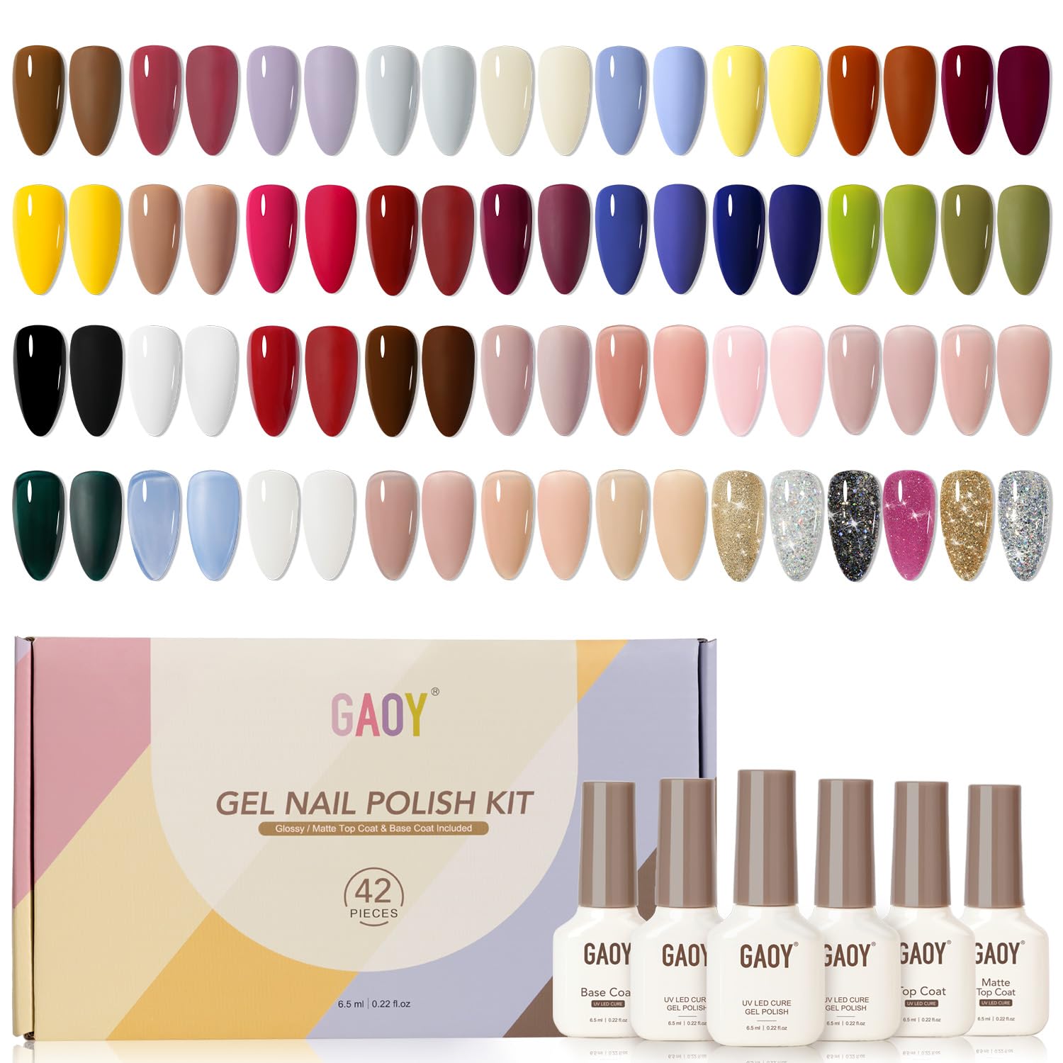 GAOY 42 Pcs Gel Nail Polish Kit for Stunning DIY Manicure