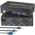 USB3.0 KVM Switch 2 Monitors 2 Computers HDMI 4K@60Hz - Dual Monitor