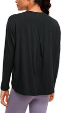 Pima Cotton Long Sleeve Shirt for Women - Loose Fit Crew Neck