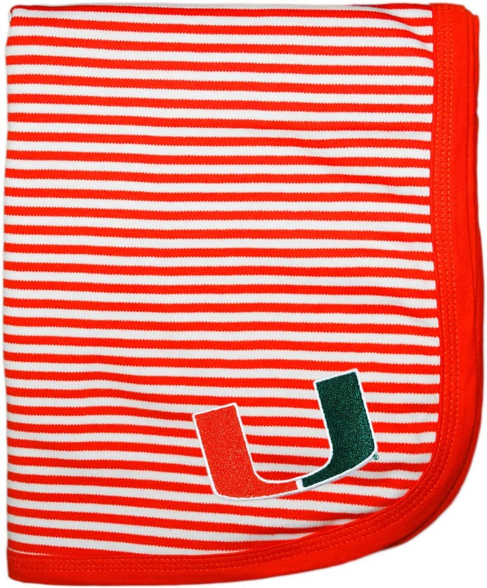 Miami Hurricanes Striped Baby and Toddler Blanket - Soft Cotton