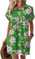 HOTOUCH Womens Summer Shirt Dress Short Sleeve Floral Shift
