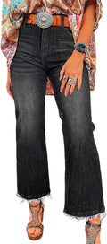 Astylish High Waisted Mineral Wash Flare Jeans - Flattering Retro Fit