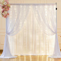 PARTISKY 10x10FT White Backdrop Curtains with Lights - Perfect Party Decor