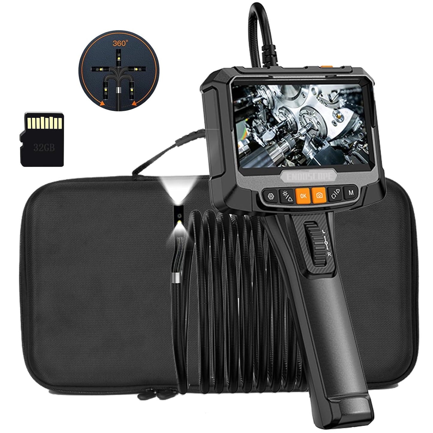 5 inch IPS Dual Lens Articulating Borescope for Inspection