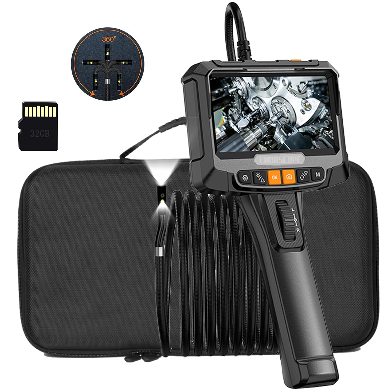 5 inch IPS Dual Lens Articulating Borescope for Inspection