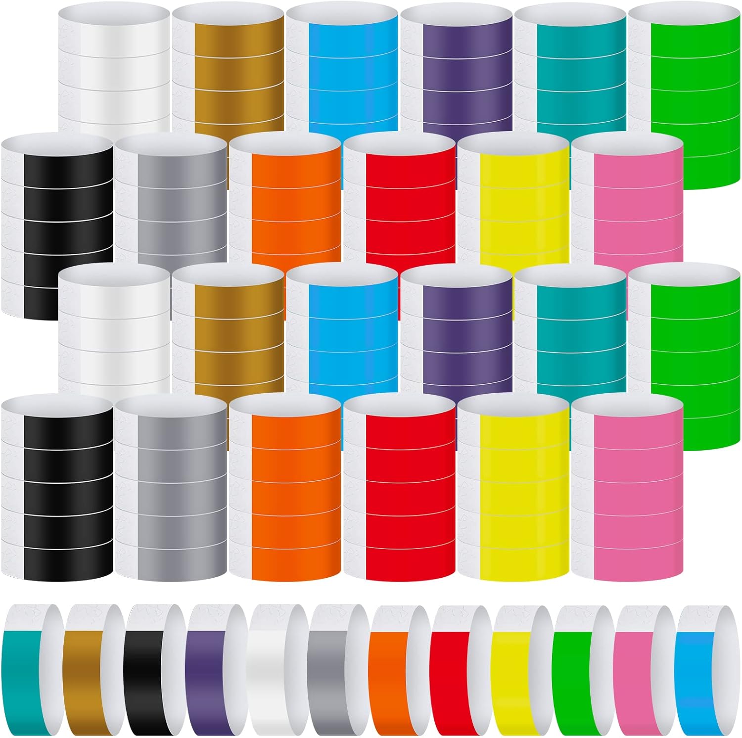 2400 Pack Neon Paper Wristbands for Events and Parties