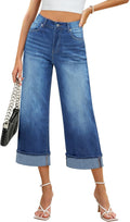 Wide Leg Jeans for Women High Waisted Cropped Stretchy Denim