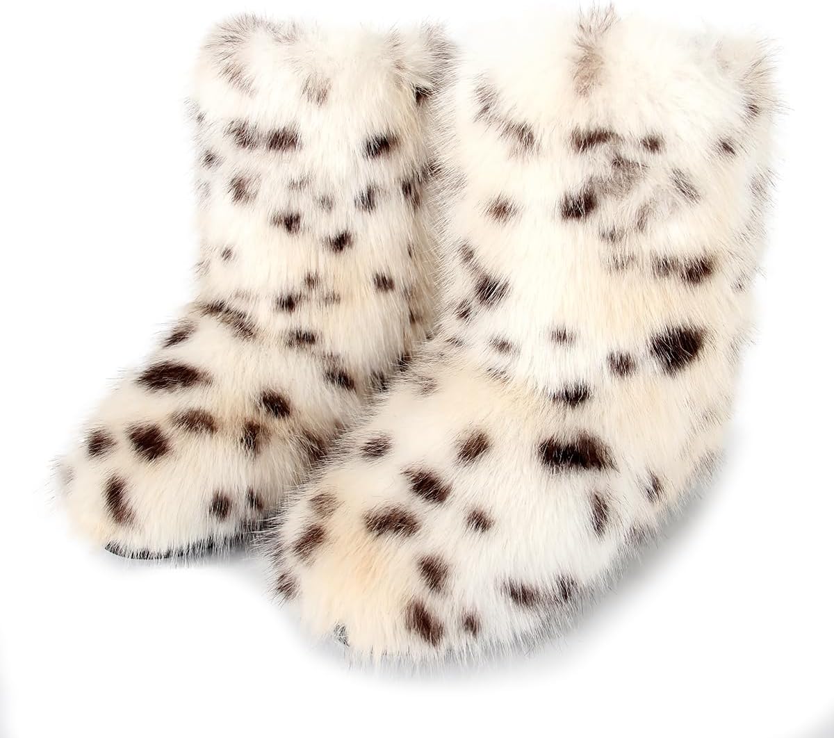 Furry Faux Fur Boots for Women - Warm Snow Mid-Calf Shoes