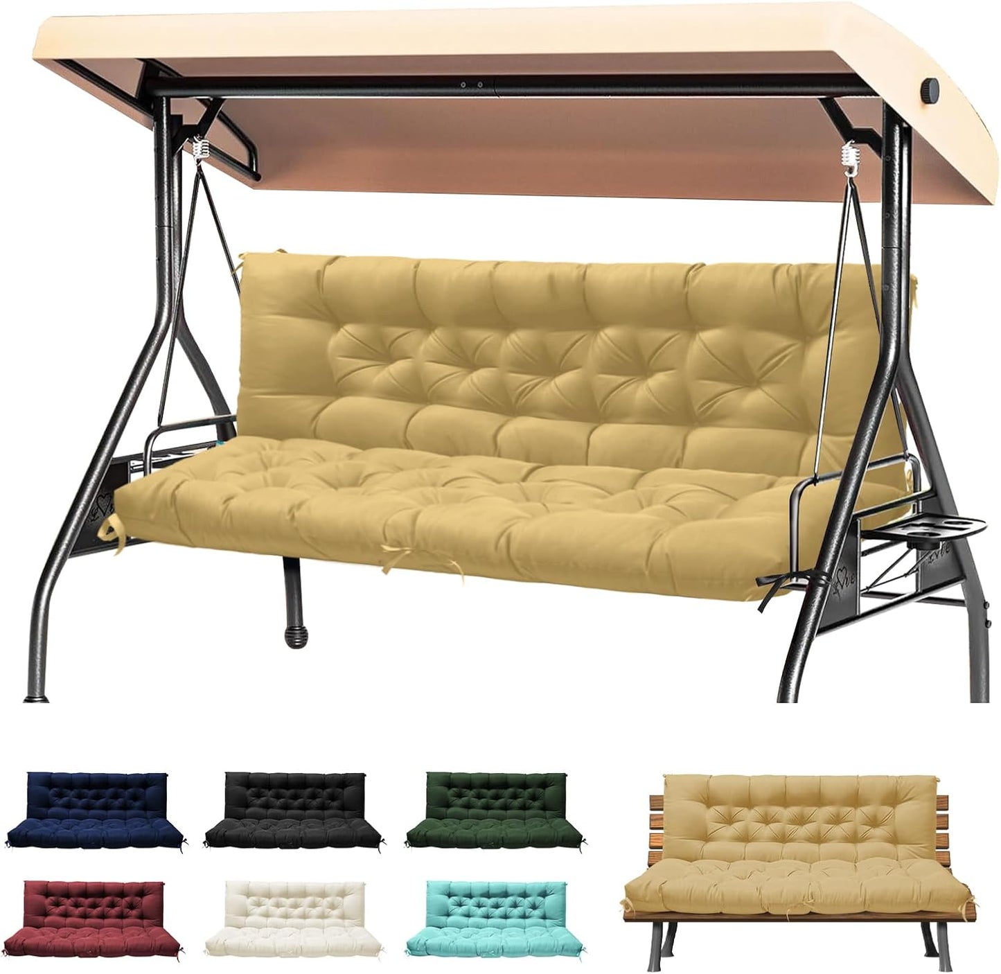 Porch Swing Cushions Replacement for 2-3 Seater Outdoor Use