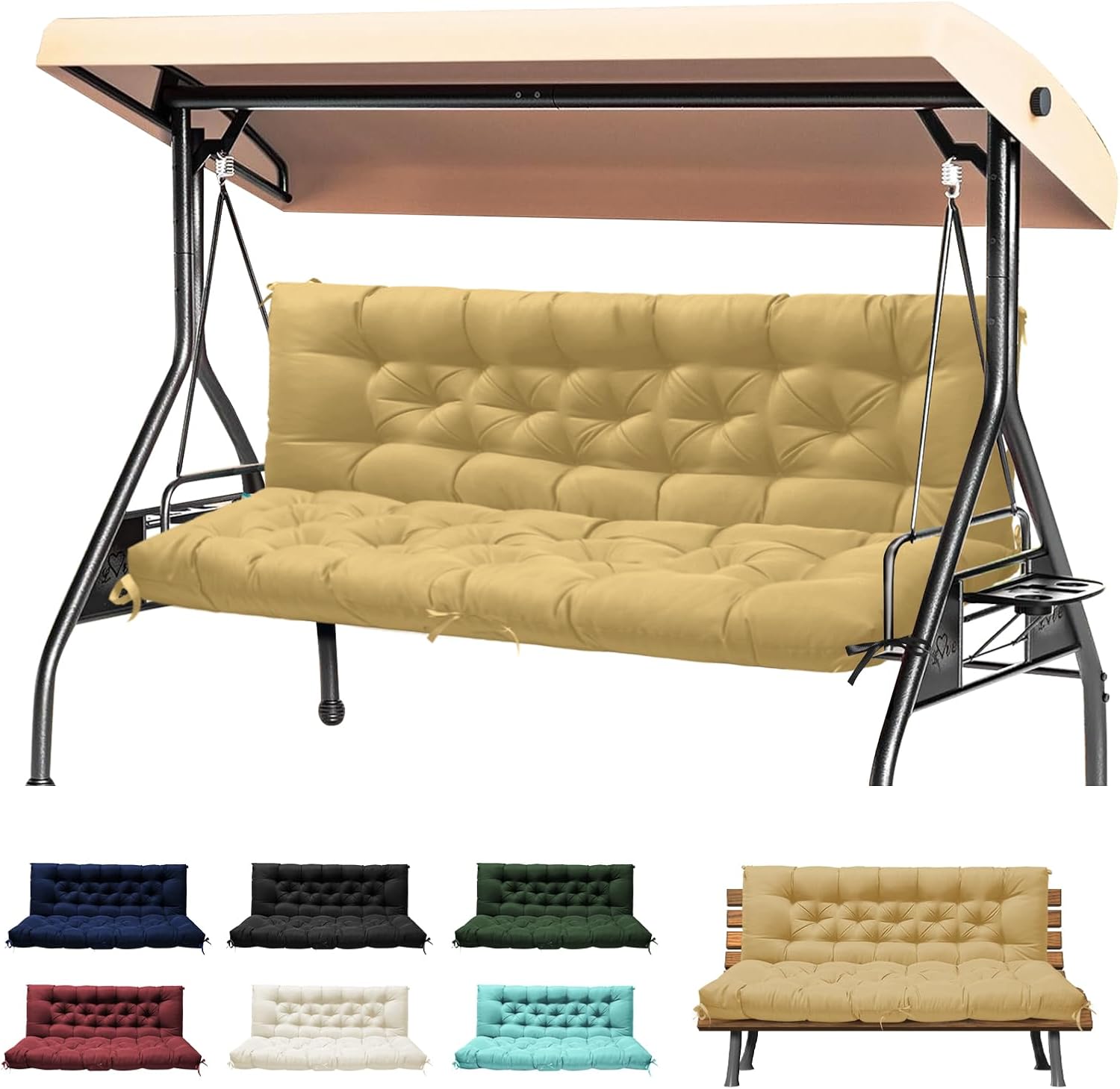Porch Swing Cushions Replacement for 2-3 Seater Outdoor Use