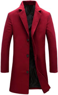 Springrain Men's Wool Blend Pea Coat Notched Collar Slim Fit - Warm is