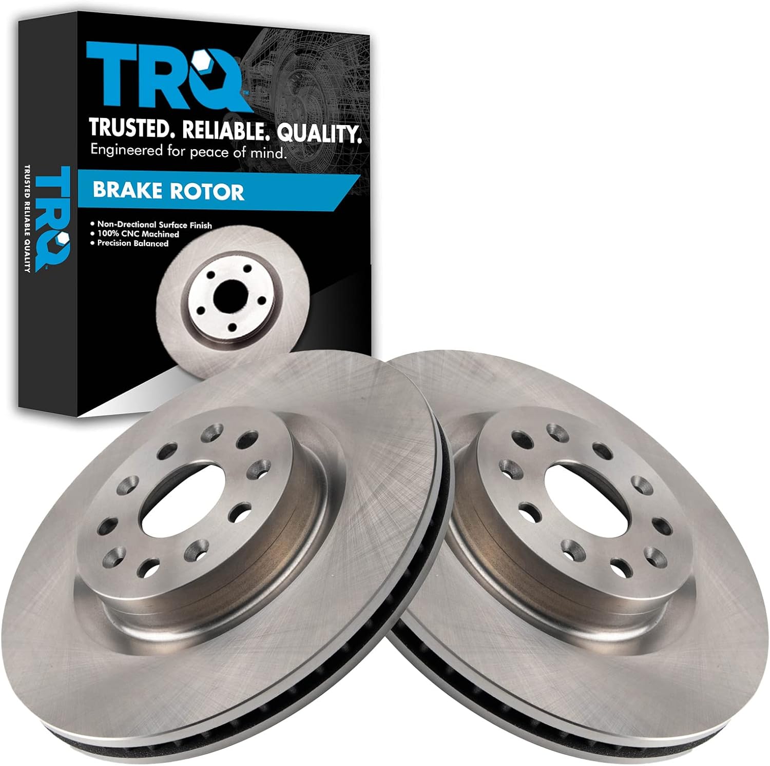 TRQ Front Brake Rotors Set Vented for Cadillac and Chevrolet