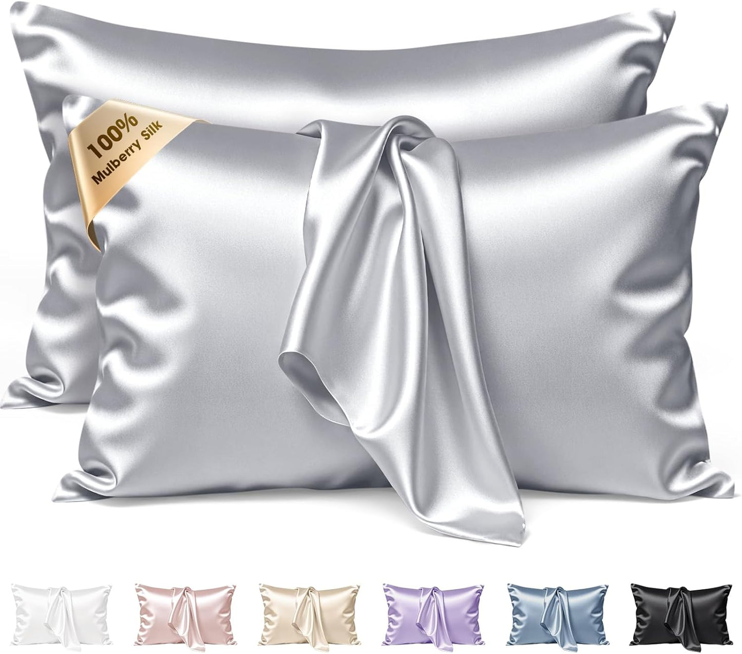 Silk Pillow Cases 2 Pack King Size for Hair & Skin Benefits