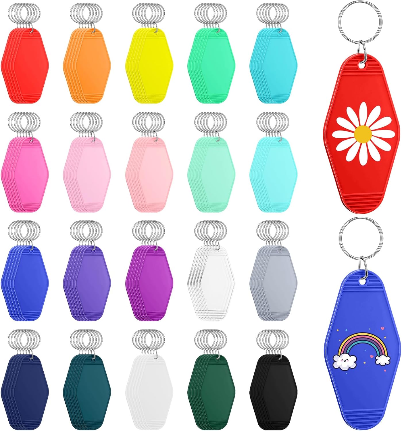 Thyle 100 Pcs Blank Motel Keychain for DIY Craft Projects