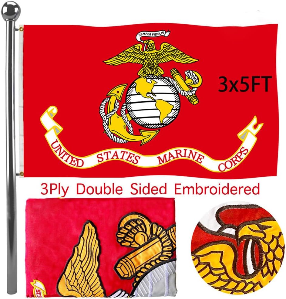 Jayus 3x5 US Marine Corps Flag - Heavy Duty Nylon Banner