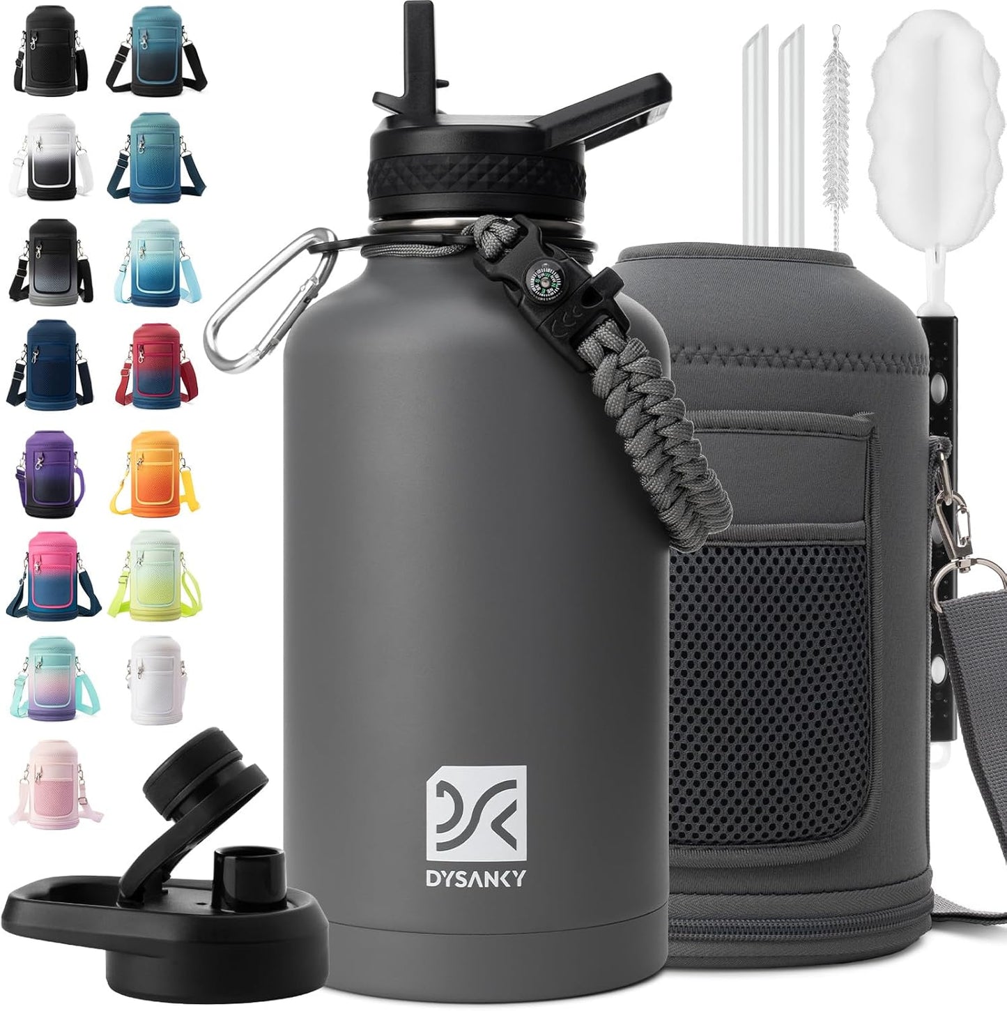 Insulated Water Bottle for Gym and Hiking - 64 oz BPA-Free