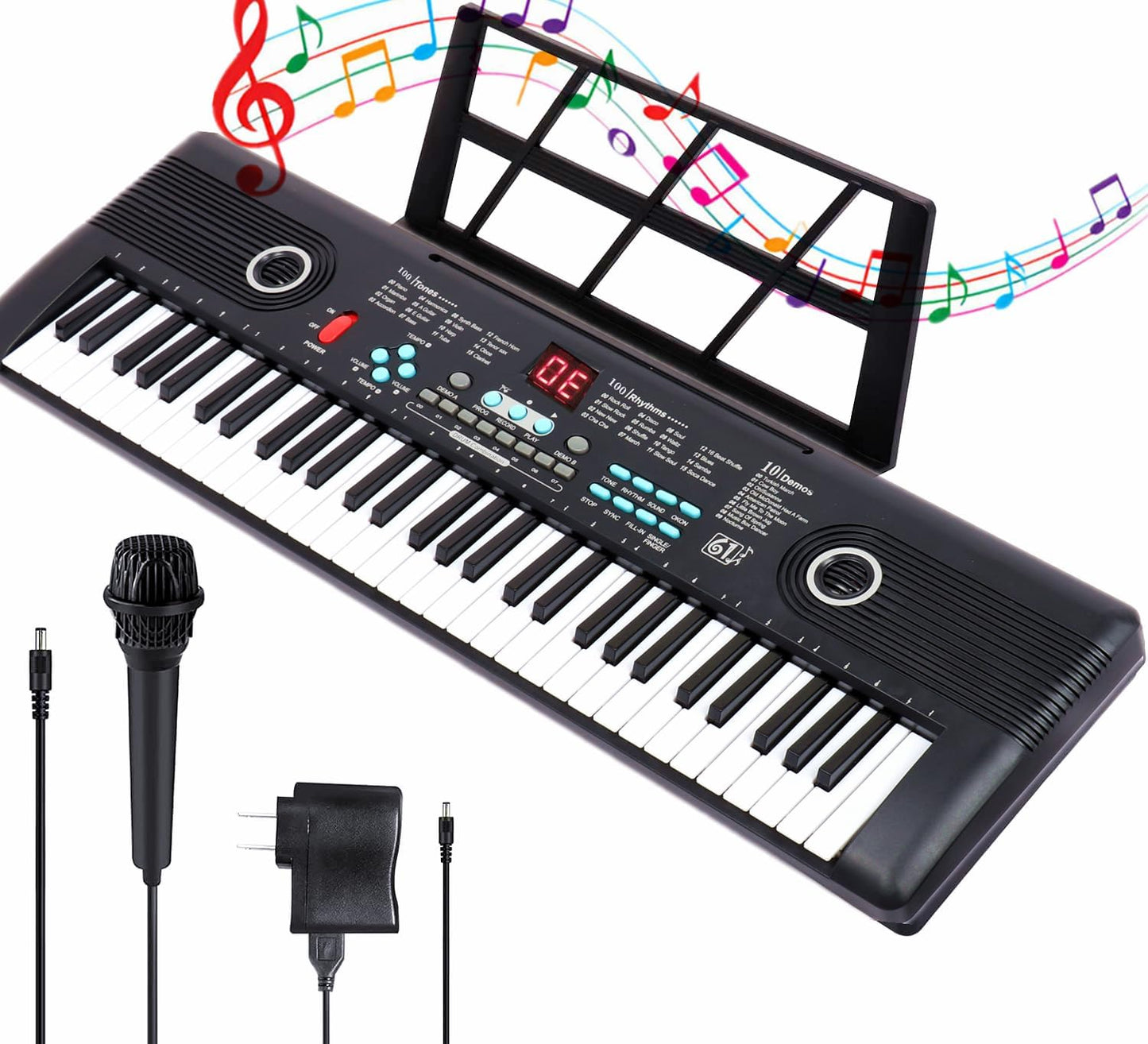 61-Key Digital Piano for Kids - Dual Speaker, Microphone - Portable & Fun!