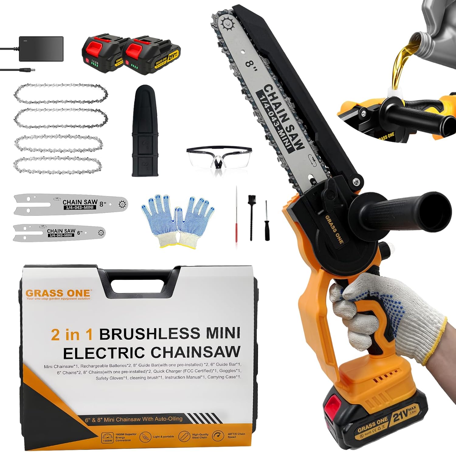 Mini Chainsaw for Trees and Branches - 8 inch & 6 Inch Power