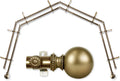 Cleo 13/16 in 4-Sided Double Bay Window Curtain Rod - Antique Brass