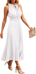 Women's Midi Summer Dress V Neck Swiss Dot - Flattering Fit