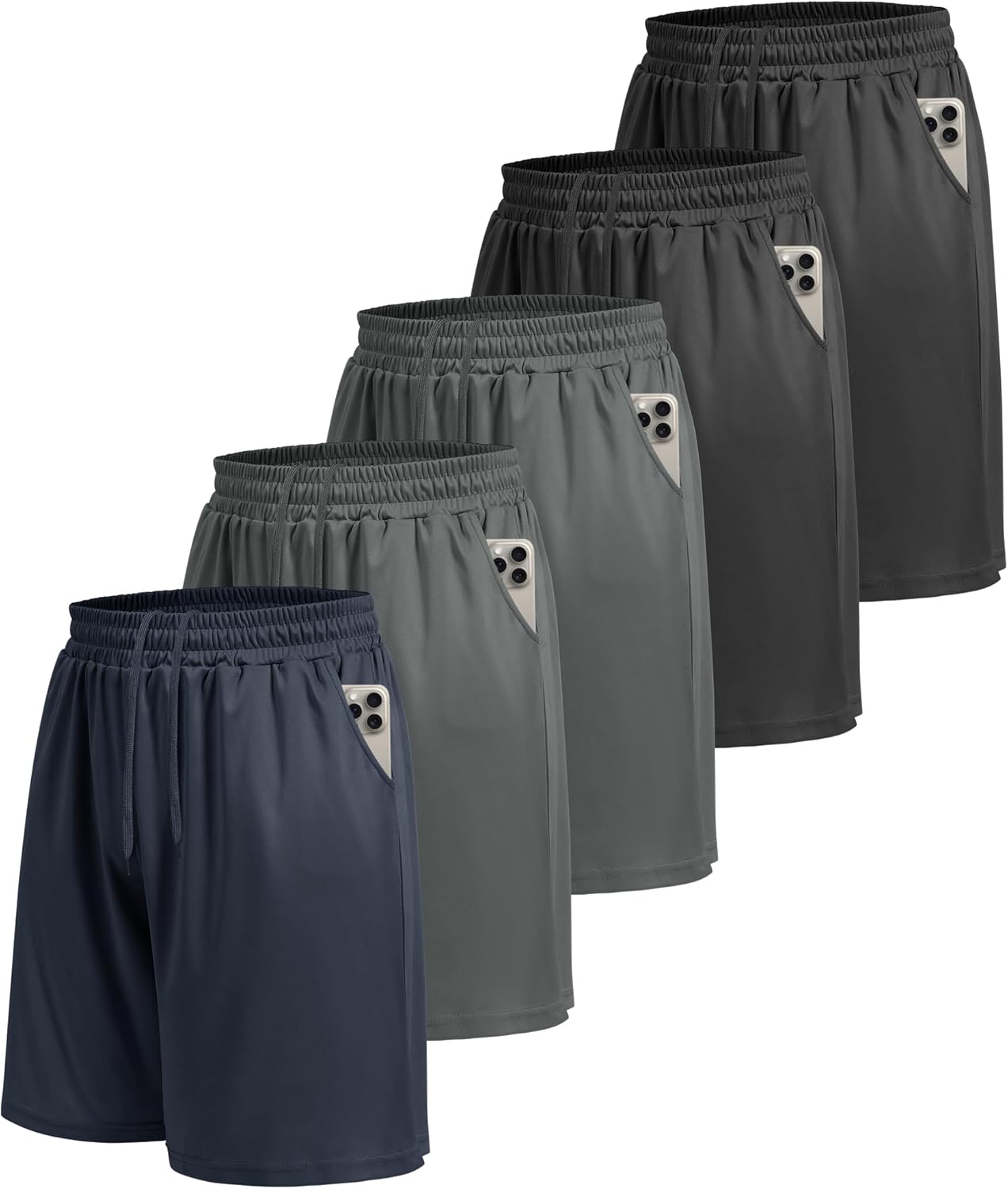 LalaHooK 5 Pack Gym Mens Shorts for Quick Dry Athletic Wear