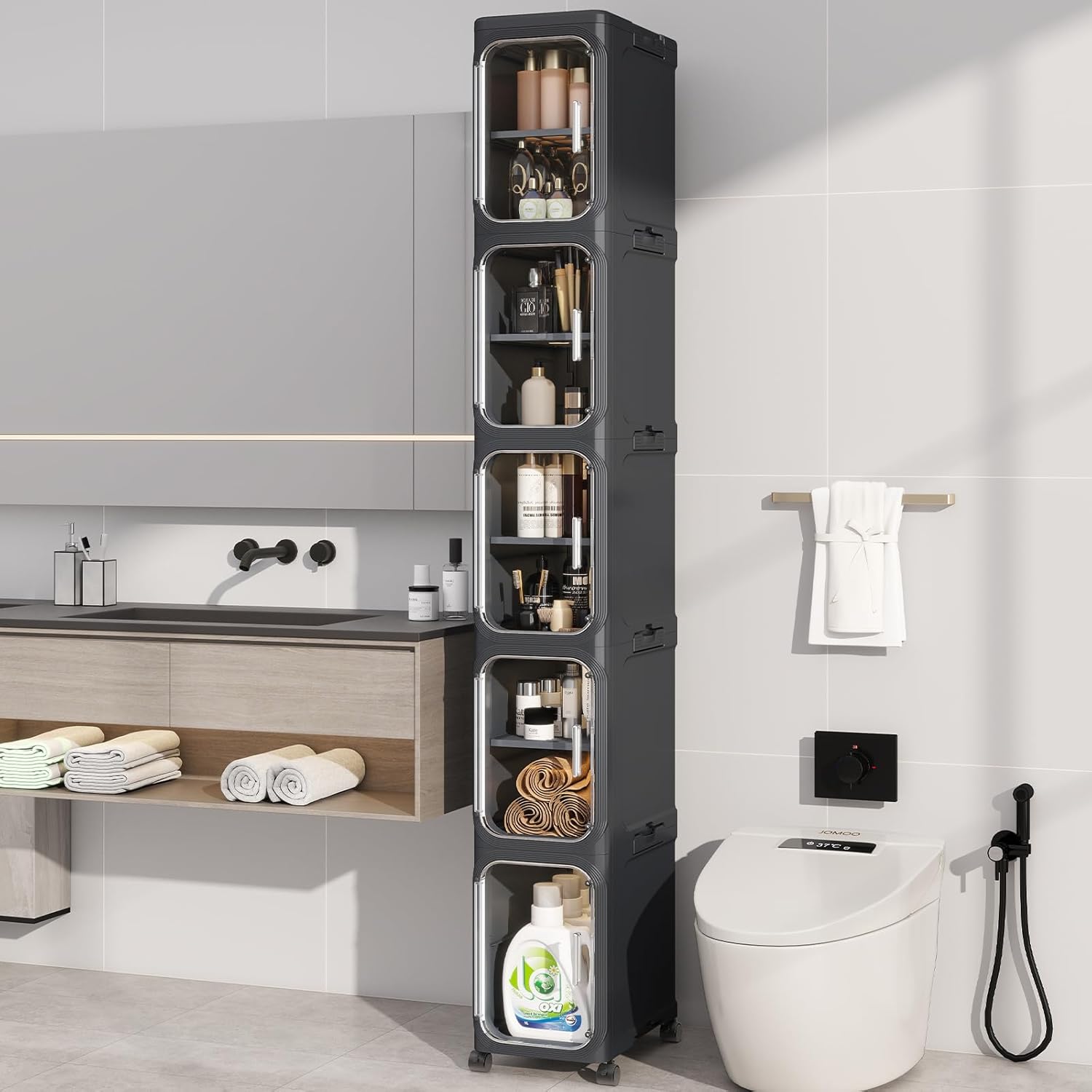 KHNR 5-Tiers Slim Bathroom Storage Cabinet for Small Spaces