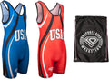 Wrestling Singlet Bundle, 2 Unisex Singlets with Bag - Breathable