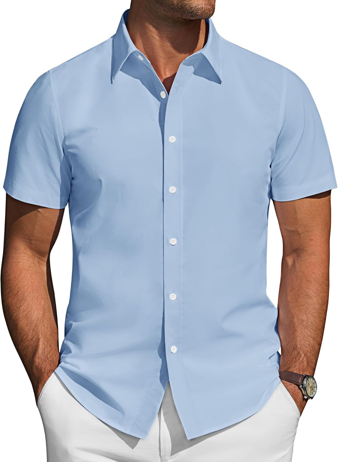 Stylish J.VER Mens Short Sleeve Button Down Shirt for All Occasions