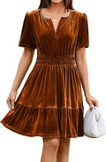 Velvet Short Sleeve Cocktail Dress - Flattering Empire Waist Mini fall
