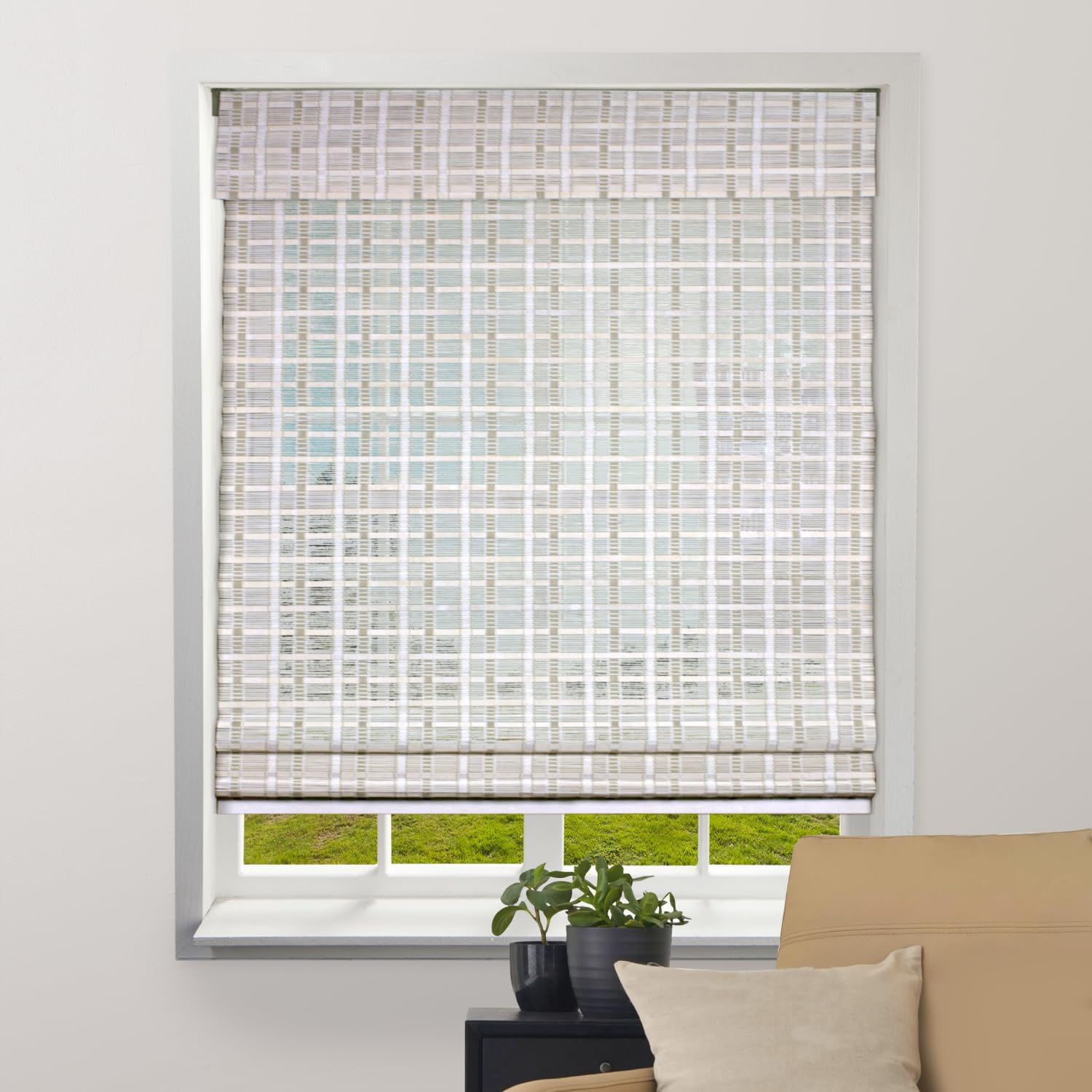 Sheer Bamboo Roman Shades - Light Filtering Cordless Blinds