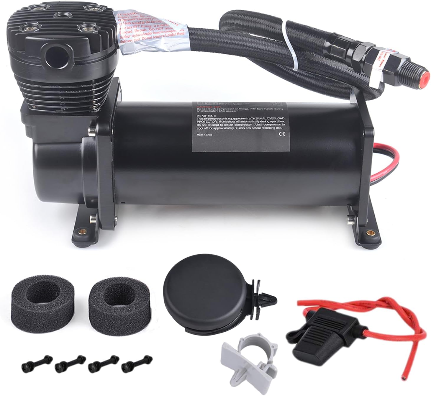 High Power Air Horn Compressor Kit - 200PSI 12V Black