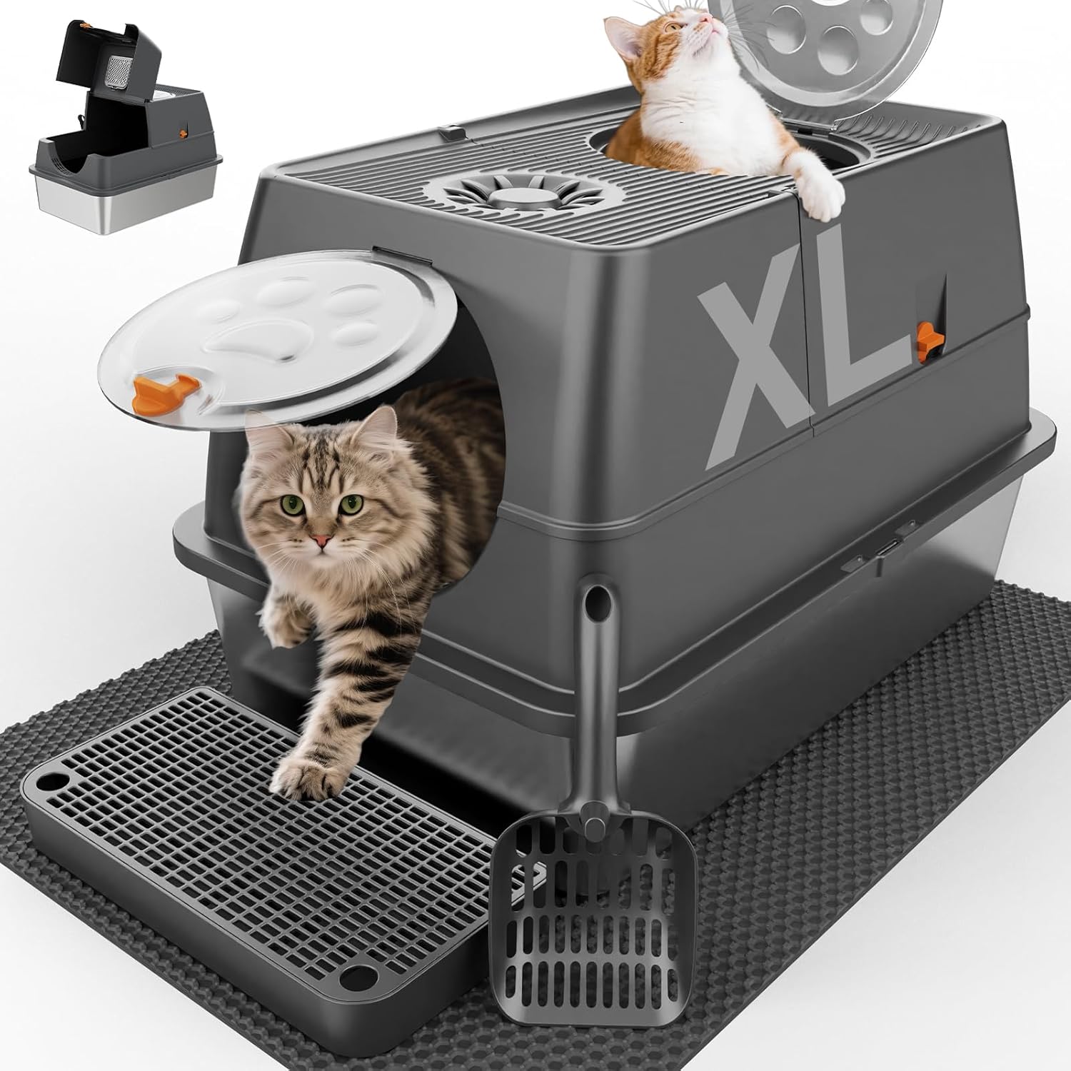 Extra Large Stainless Steel Cat Litter Box for Big Cats