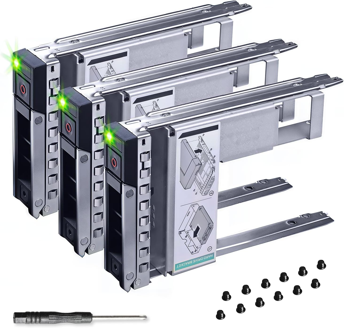 3-Pack 3.5in Hard Drive Caddy for Dell PowerEdge Servers