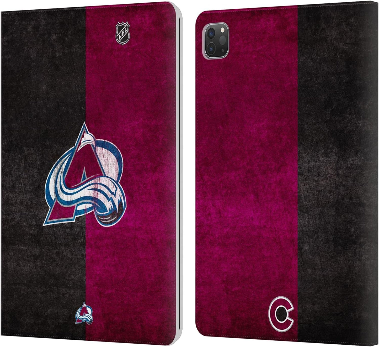 NHL Half Distressed Colorado Avalanche Leather Wallet Case for iPad