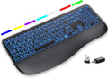 Large Print Backlit Wireless Keyboard - Quiet Full Size with Wrist
