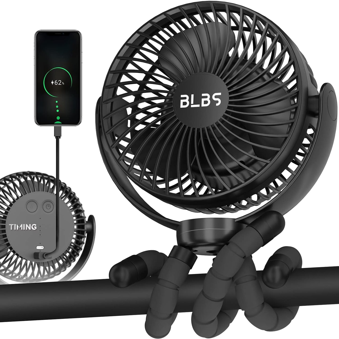 65Hrs Rechargeable Stroller Fan - Portable Cooling Power!