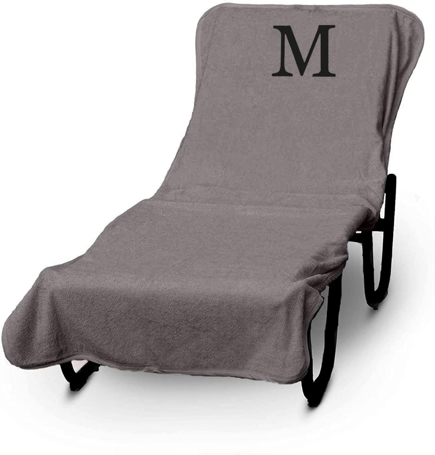 Luxury Hotel Monogrammed Pool Chaise Lounge Cover - Gray