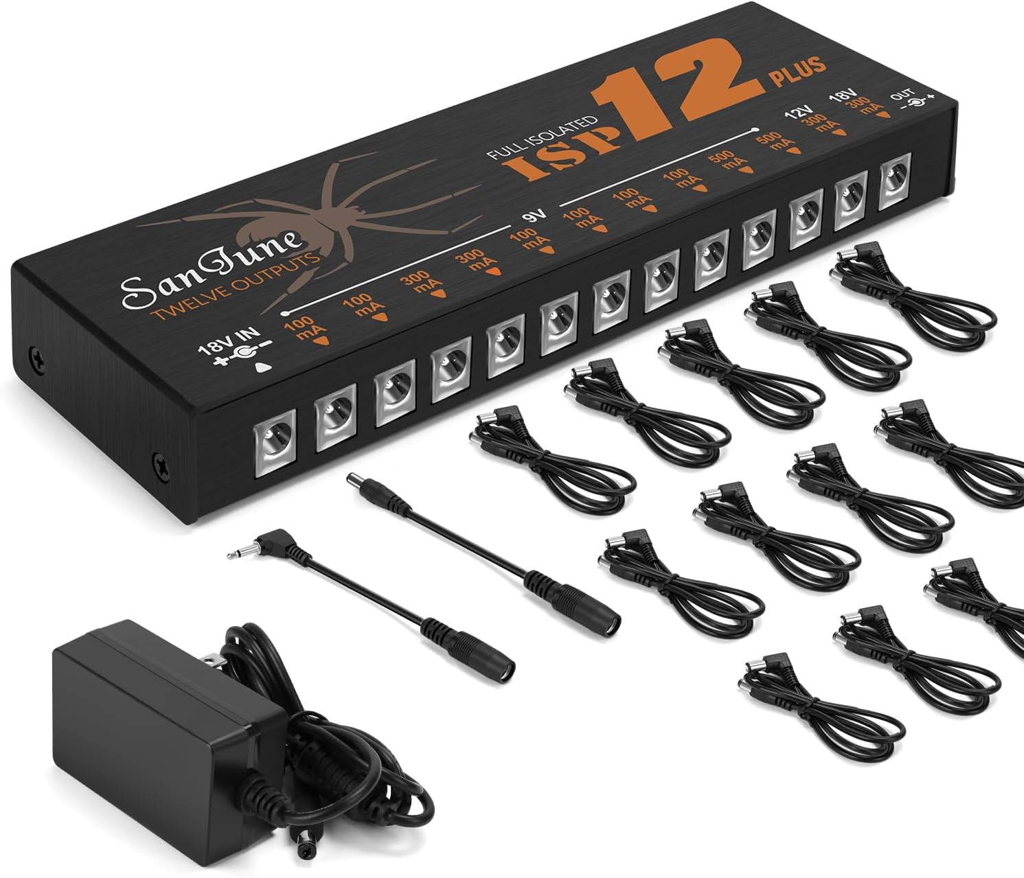 Guitar Isolated Pedal Power Supply with 12 DC Outputs for Effects