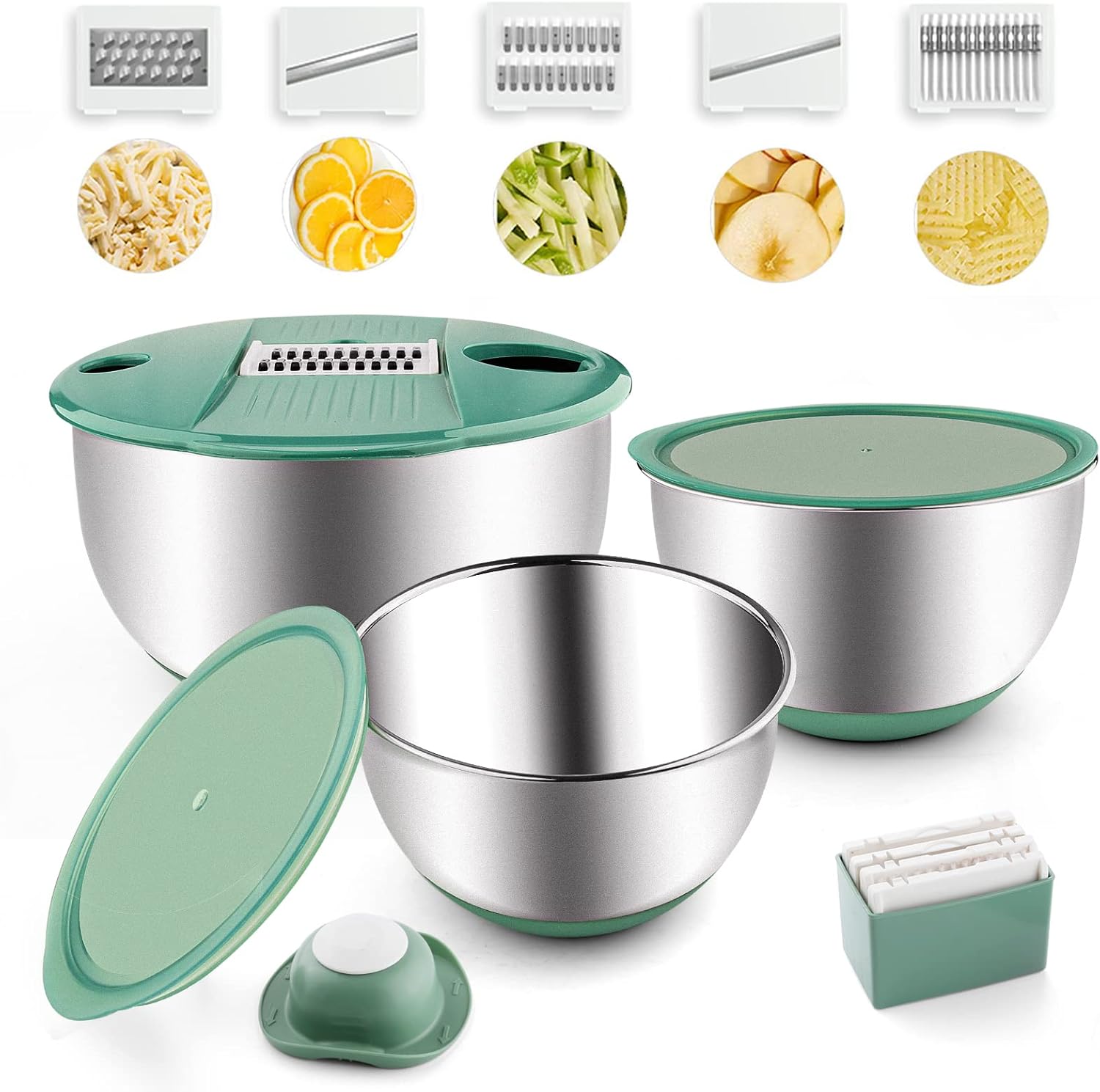 Mixing Bowls Set of 3 Stainless Steel with Lids for Cooking