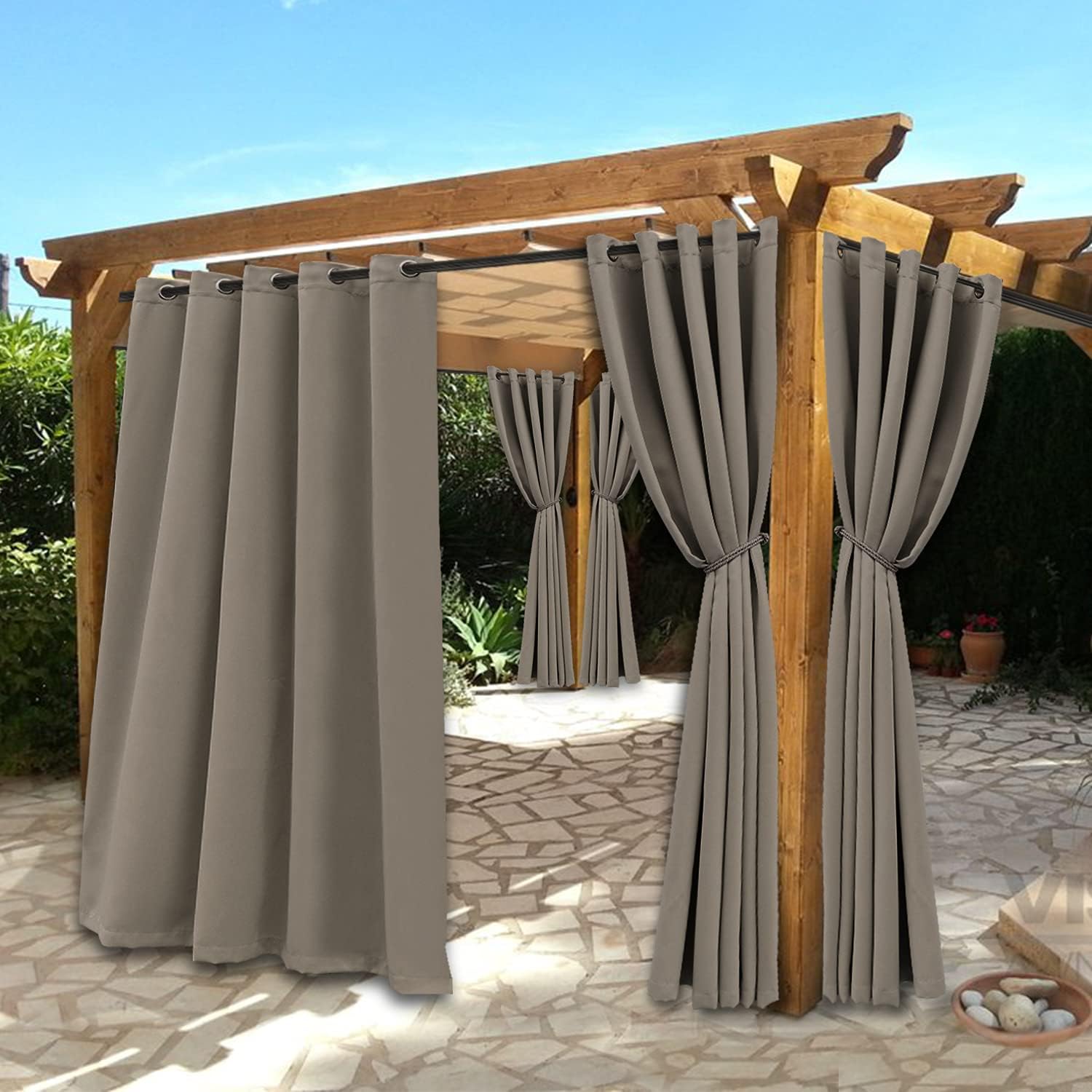 BONZER Waterproof Indoor/Outdoor Curtains for Patio - 2 Panels