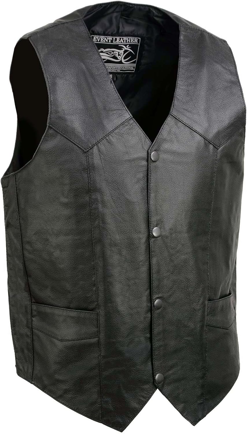 Classic Black Motorcycle Riders Leather Vest for Men