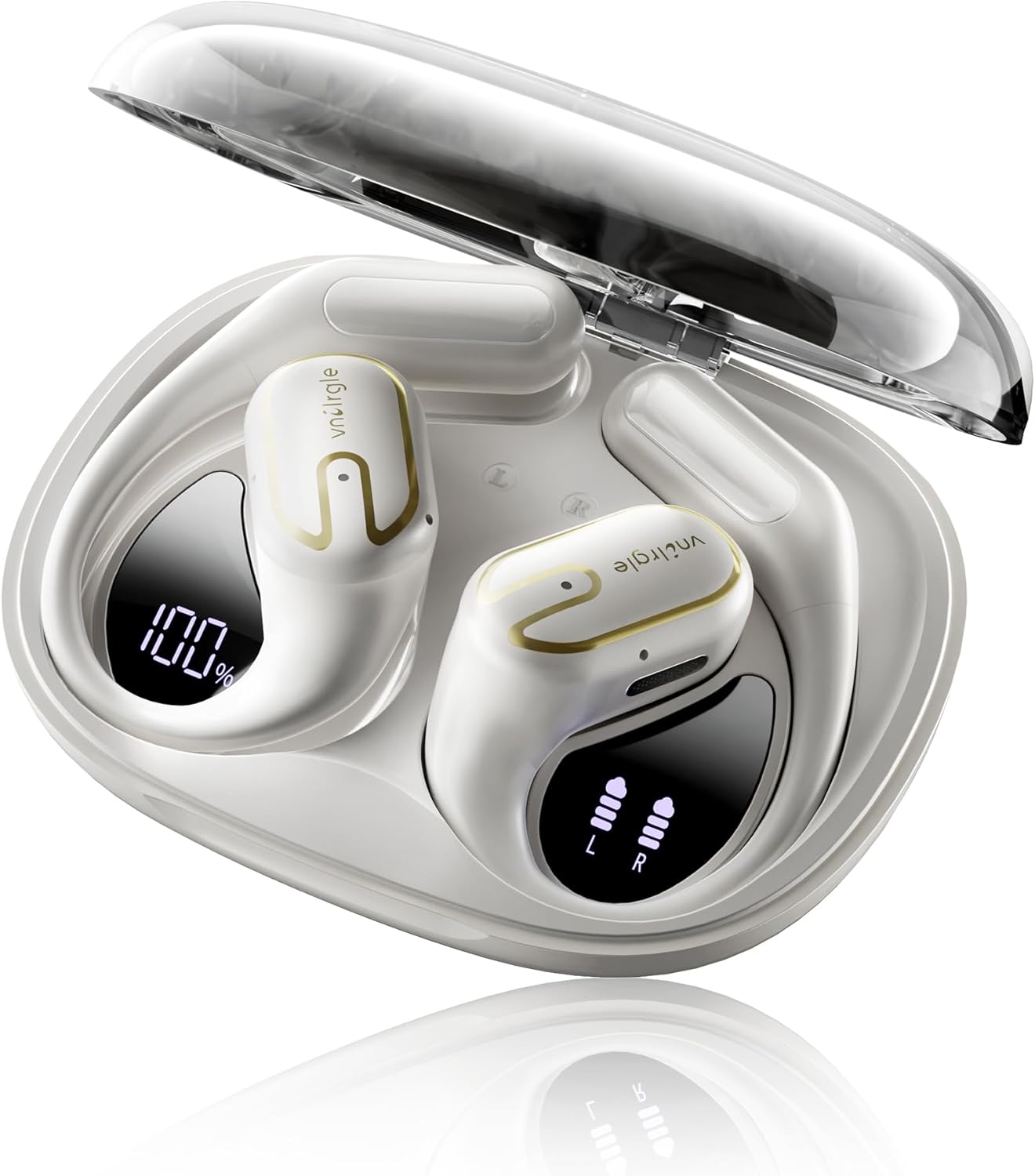 Open Ear Headphones with LED Display and IPX7 Waterproof Design
