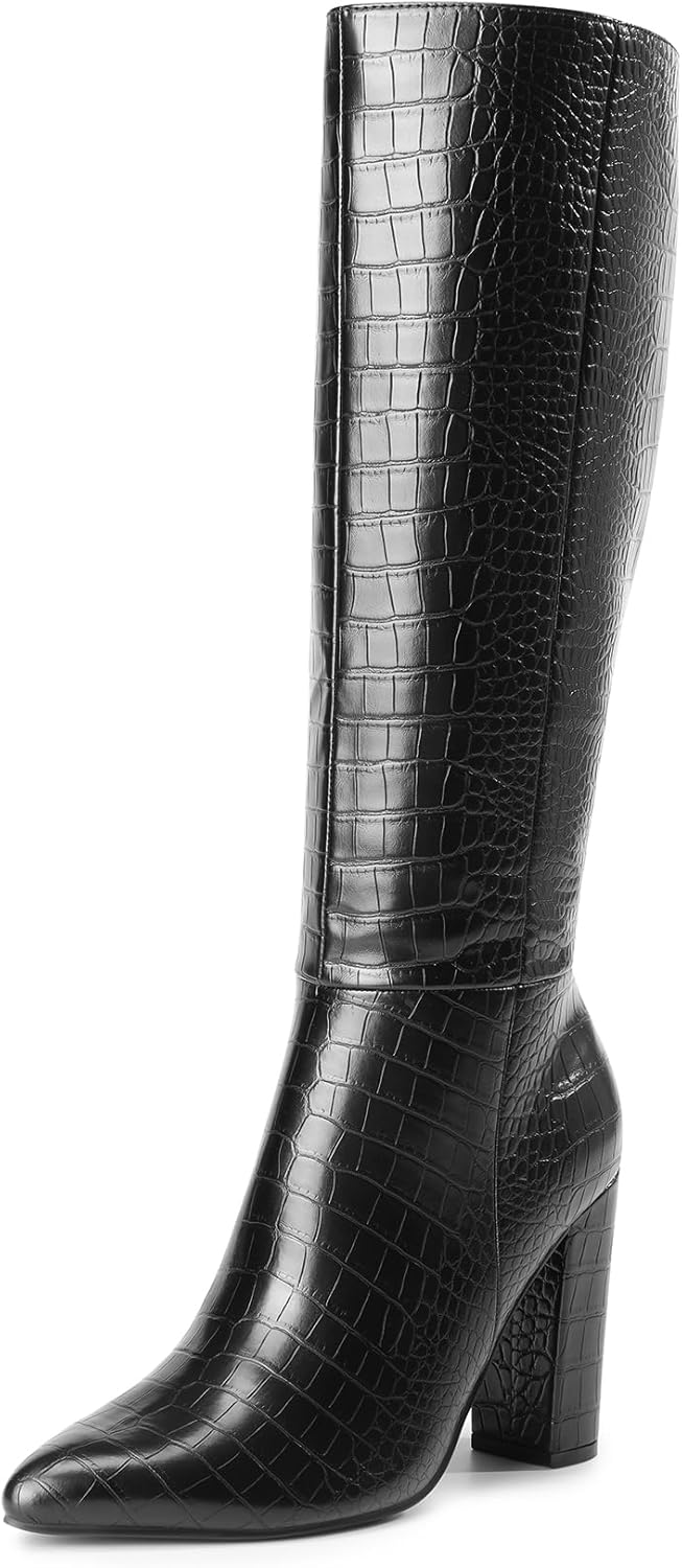 DREAM PAIRS Knee High Boots for Women with Chunky Heel Style