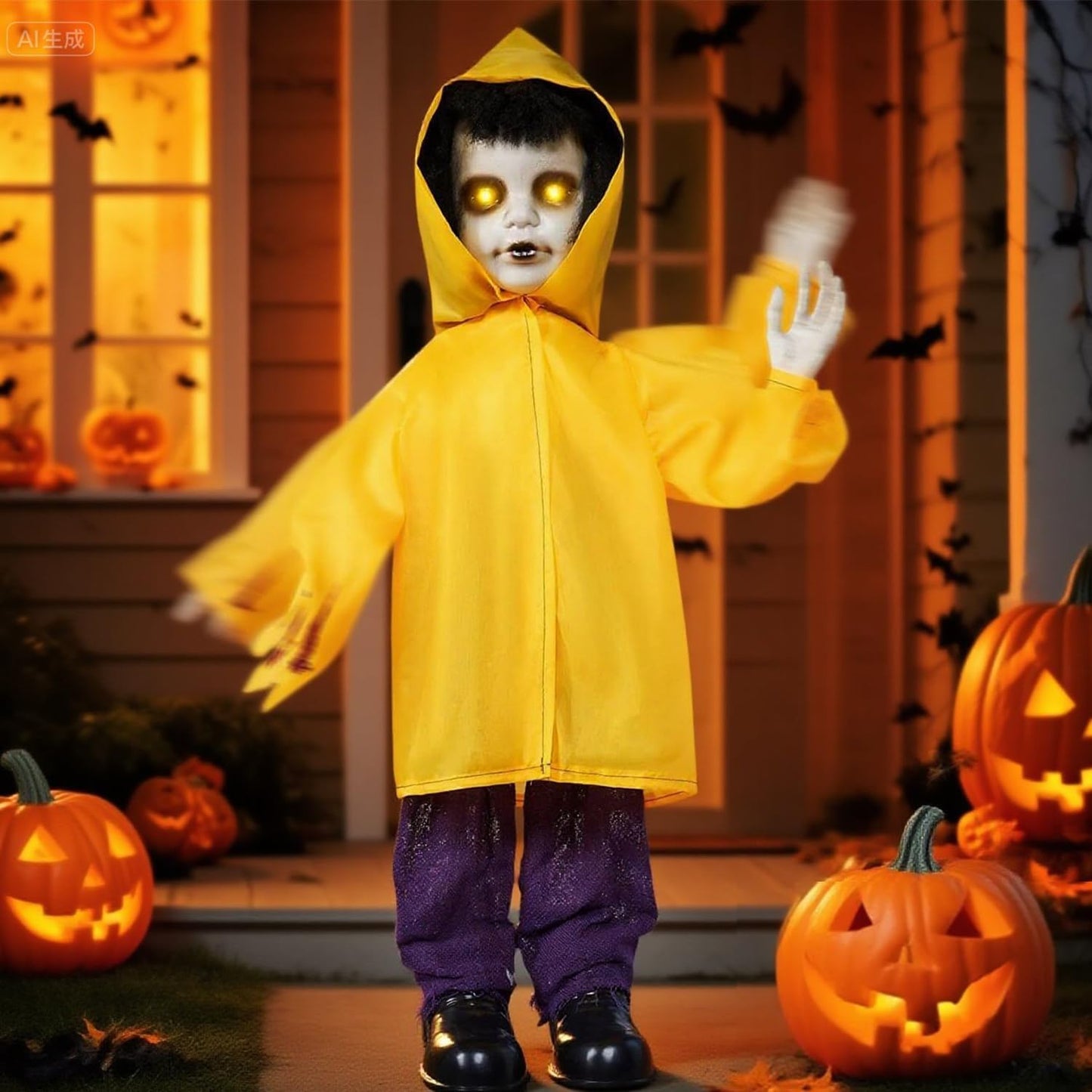 Life Size Animated Halloween Decorations with Glowing Eyes