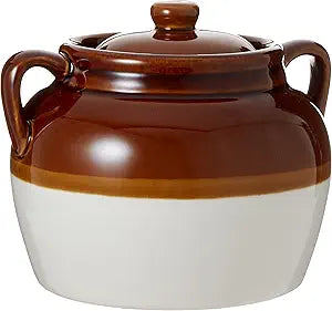Traditional Style 4.5-Quart Large Ceramic Bean Pot with Lid