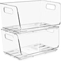 Clear Stackable Storage Bins Open Front - Small 2 Pack - Pantry