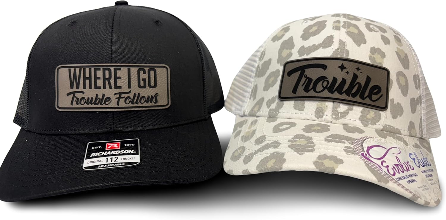 Where I Go Trouble Follows Matching Couple Hats for Duos