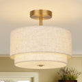 Semi Flush Mount Ceiling Light Fixture 12.6in Gold Drum - Modern