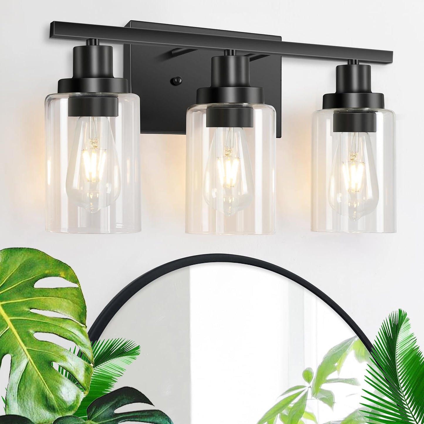 3-Light Vanity Light Fixture in Matte Black for Modern Spaces
